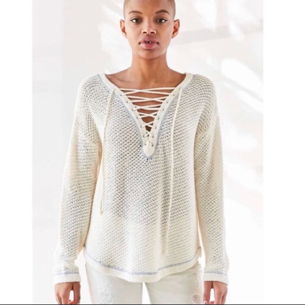 Urban Outfitters • Kimchi Blue Lea Lace Up Sweater